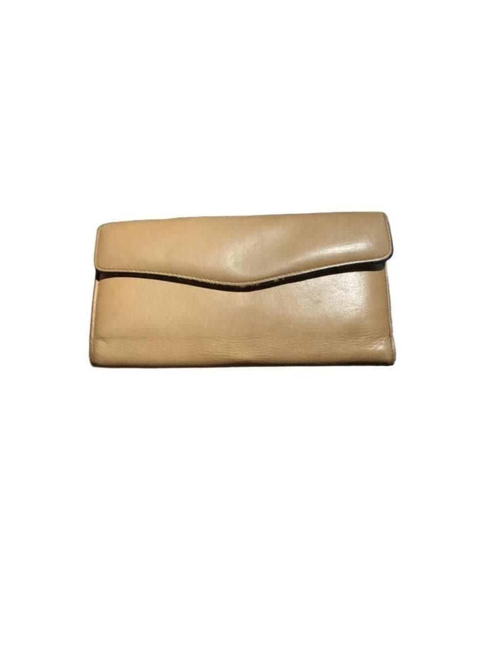 Buxton Vintage Tan Leather Organizer Long Wallet with Kiss Lock Pocket